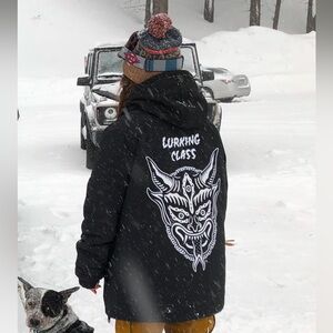 Sketchy Tank Lurking Class Black Hooded Jacket for Snowboarding/Skiing